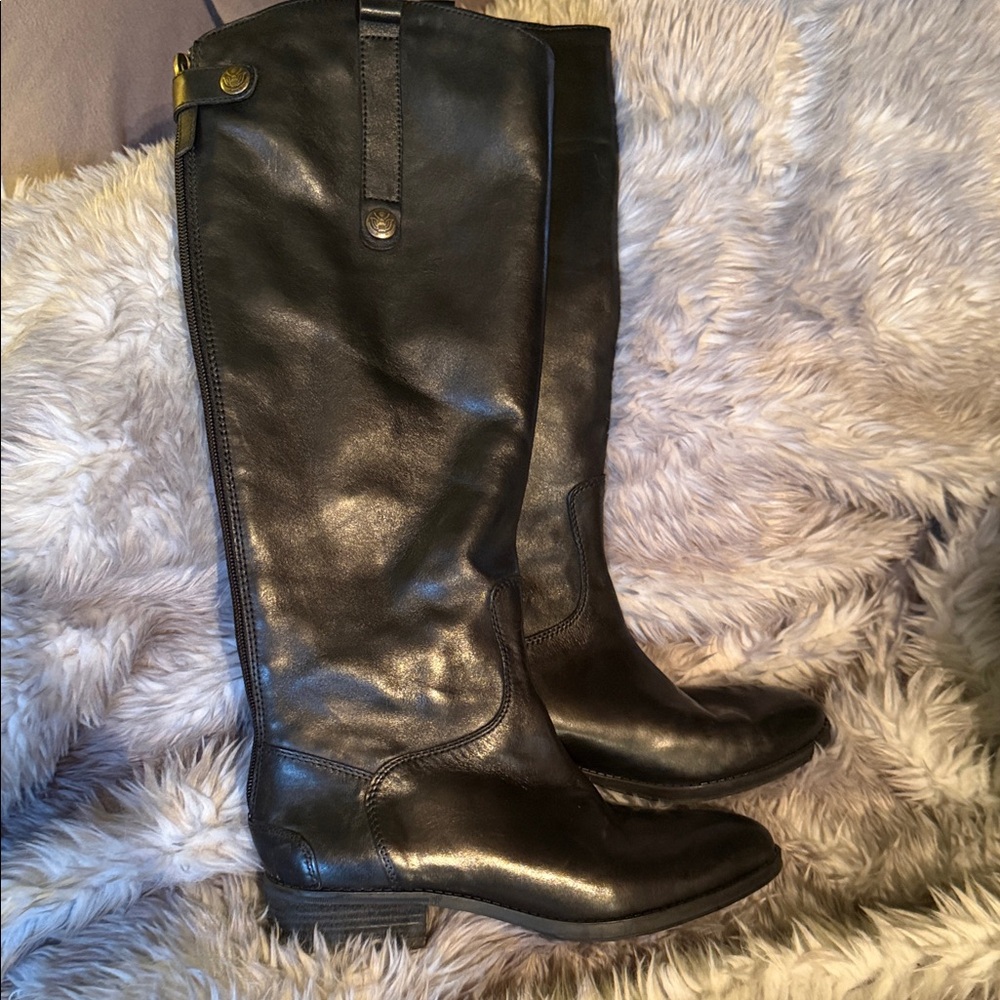 Sam Edelman Black Leather Zipper Boots